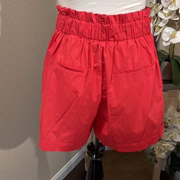 Red Paperbag Waist Shorts with Bow - Picture 5 of 6